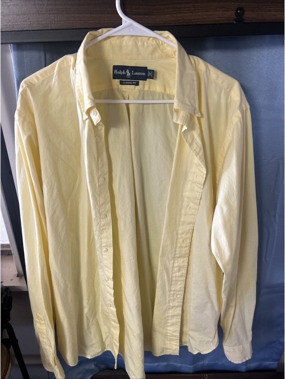 Polo Ralph Lauren Yellow Button Up Long Sleeve Size 17 36/37 Classic Fit